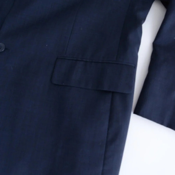 Vintage Blair Underwood Navy Double Button 100% Wool Blazer Size 46L - Picture 8 of 11